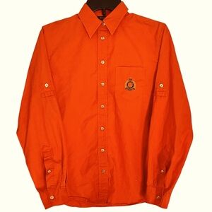Lauren Ralph Lauren Size S Green Label Orange Long Sleeve Button Down Shirt